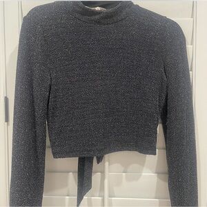 BCBG generation glittery shiny black top long sleeve